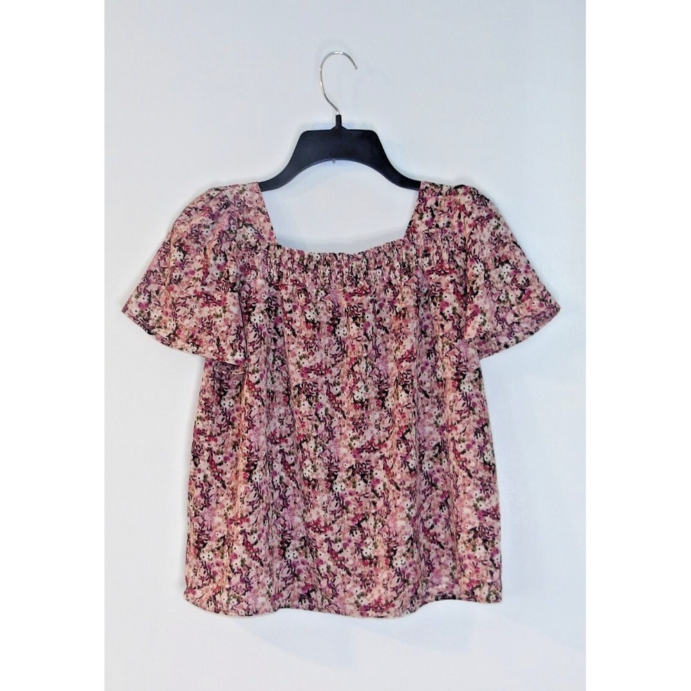 Hayden Girls Floral Shirt/Top Girls Size‎ XL Boho Burgundy & Pink Flutter Sleeve